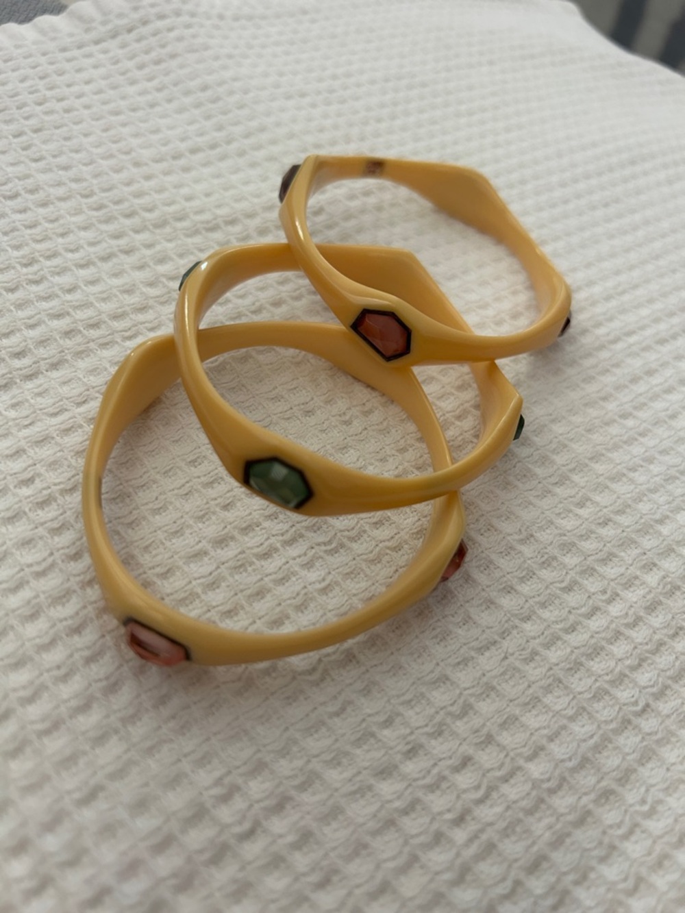 Ippolita Set of 3 Resin Gemstone Bangles Cream Stack Designer Bracelets